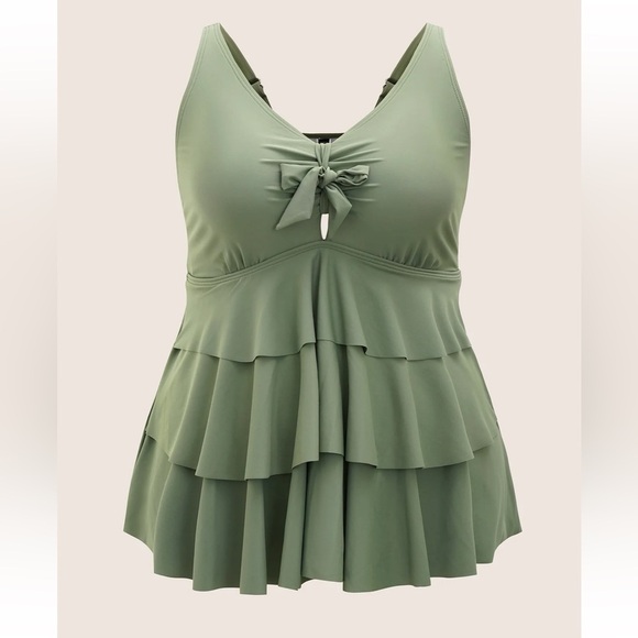 BloomChic Plus Size 2XL Knotted Front Ruffle Tiered Tankini Top us18-20 - Picture 6 of 7